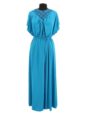 1970s Vintage Sky Blue Pleated C&A Dress