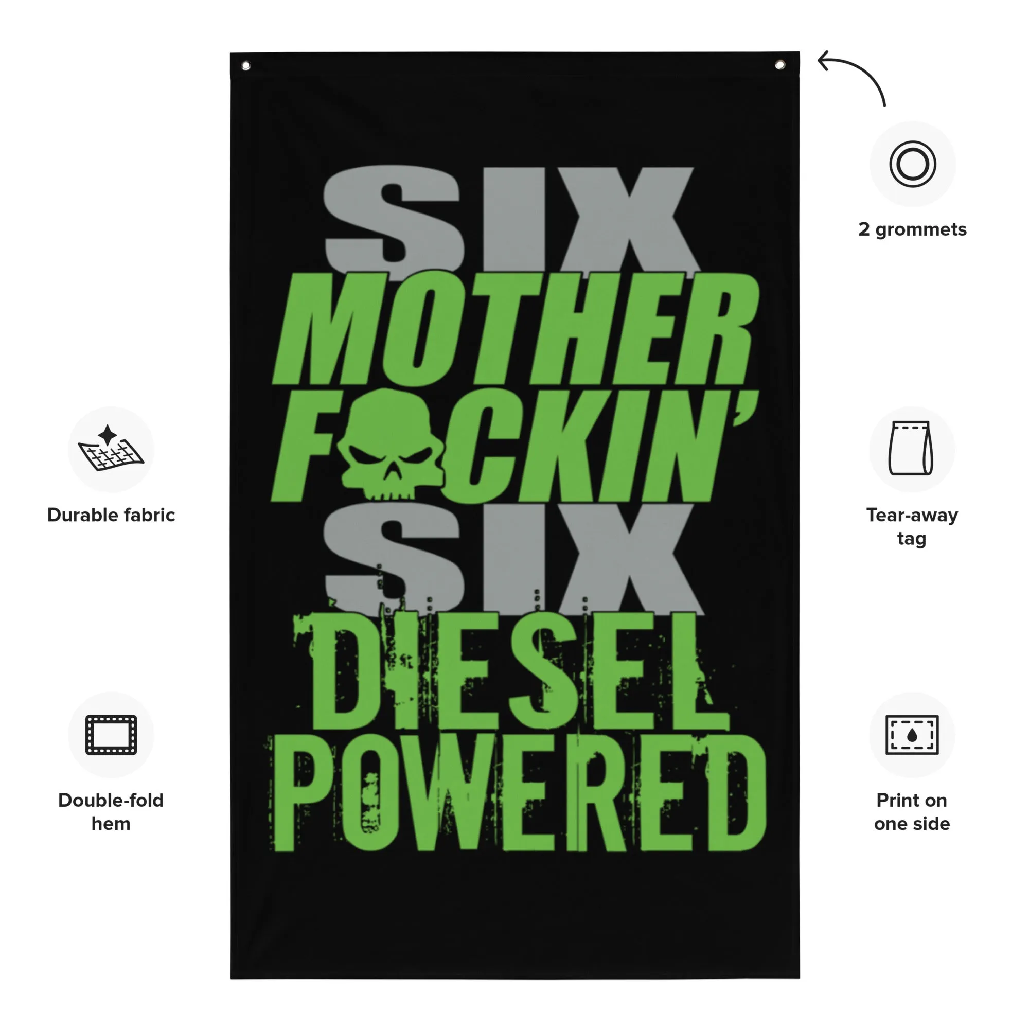 6.6 Duramax Diesel Truck Flag, Six MFN Six Diesel Powered Garage Decor, Dorm Poster, Man Cave Decoration