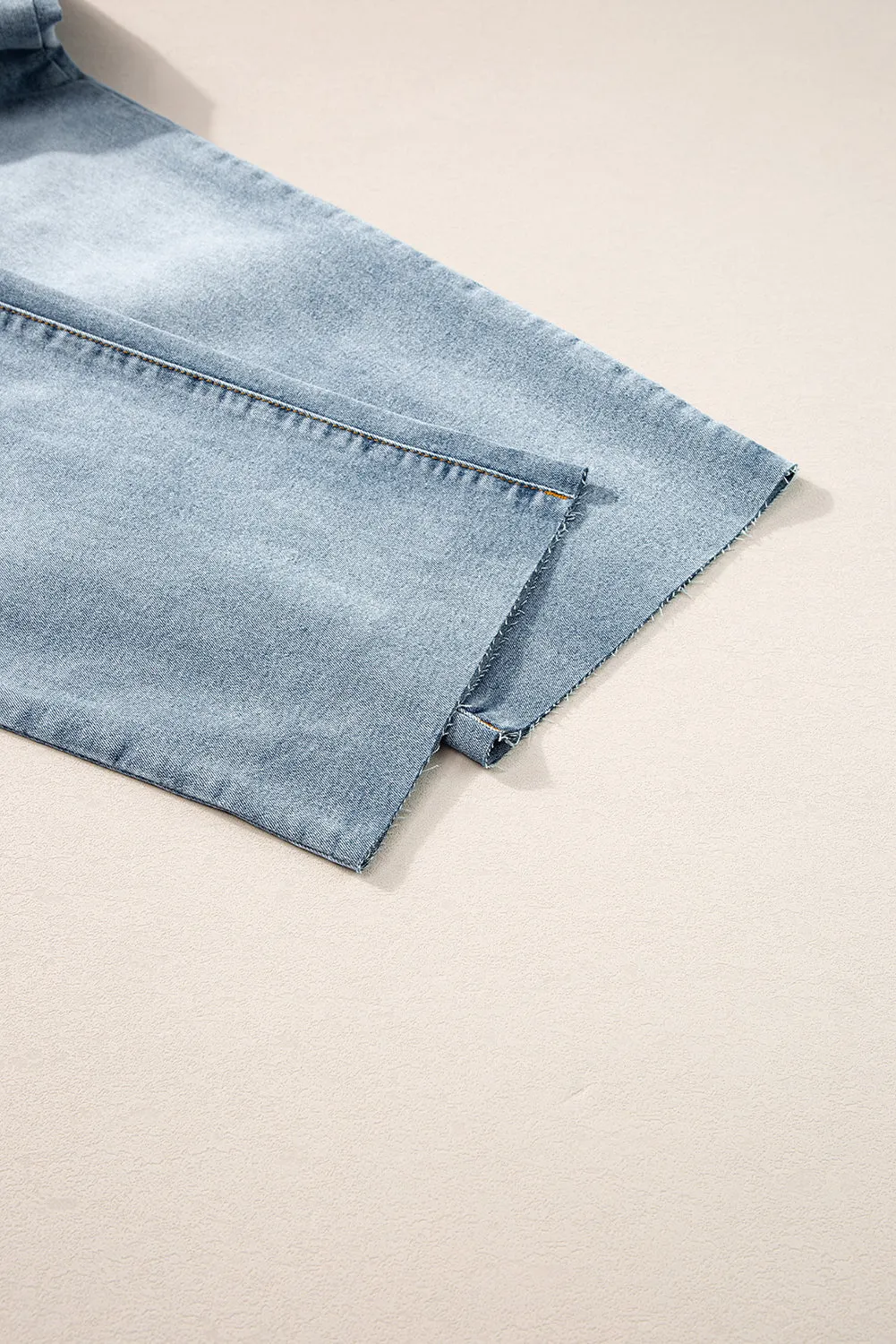 Acid Wash Raw Edge Straight Jeans