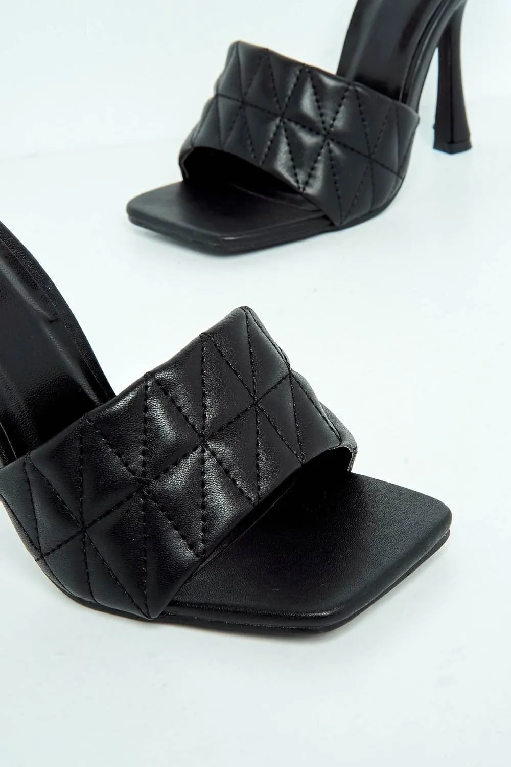 Amarante Crossover Stitched Detail Band Mule in Black