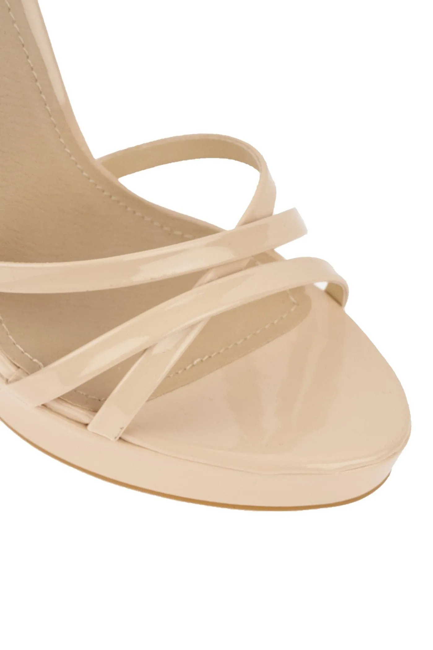 Amelia Crossover Strap Platform Sandal in Nude Patent