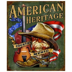 American Heritage Country Music Tin Sign