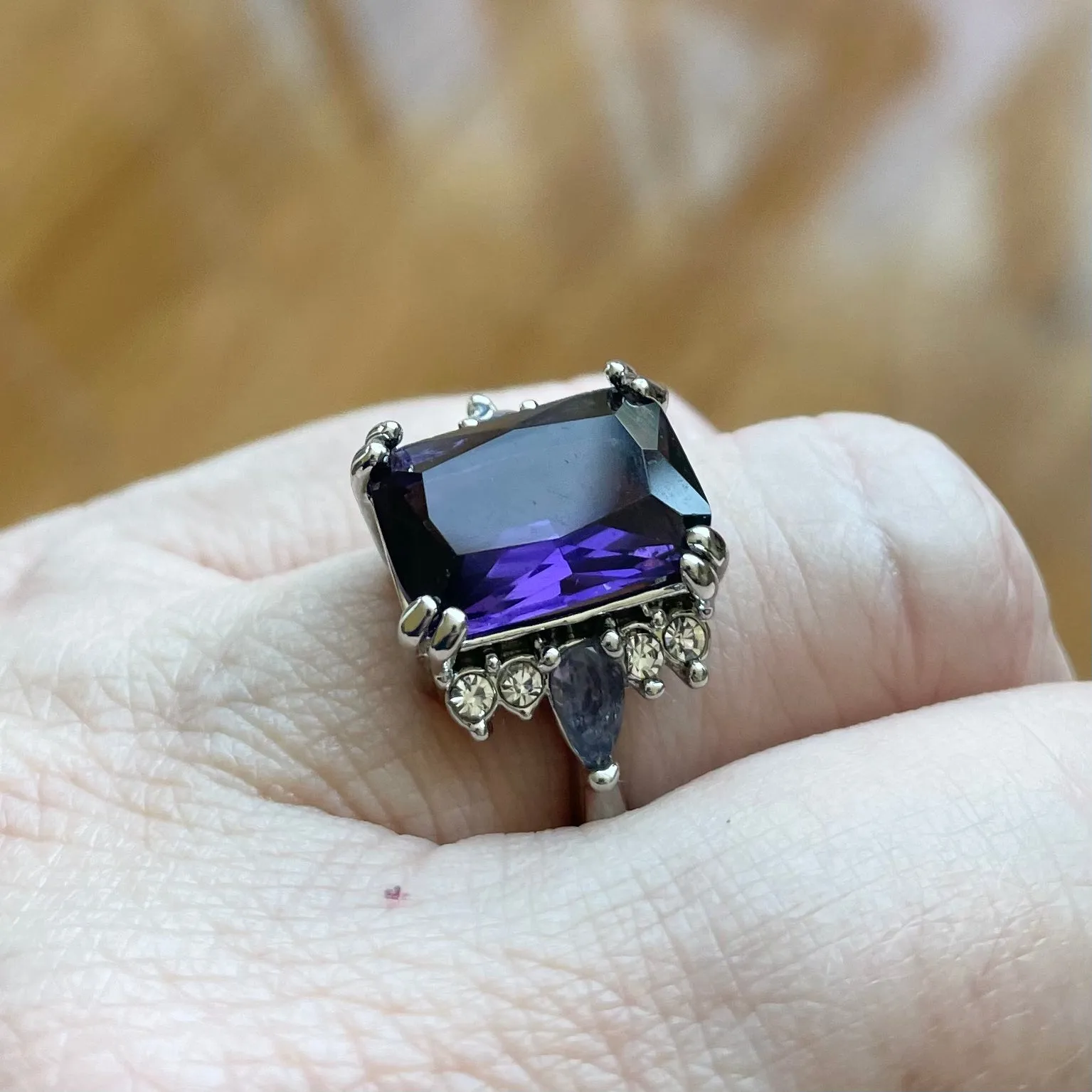 Amethyst Look Cocktail Ring, 7