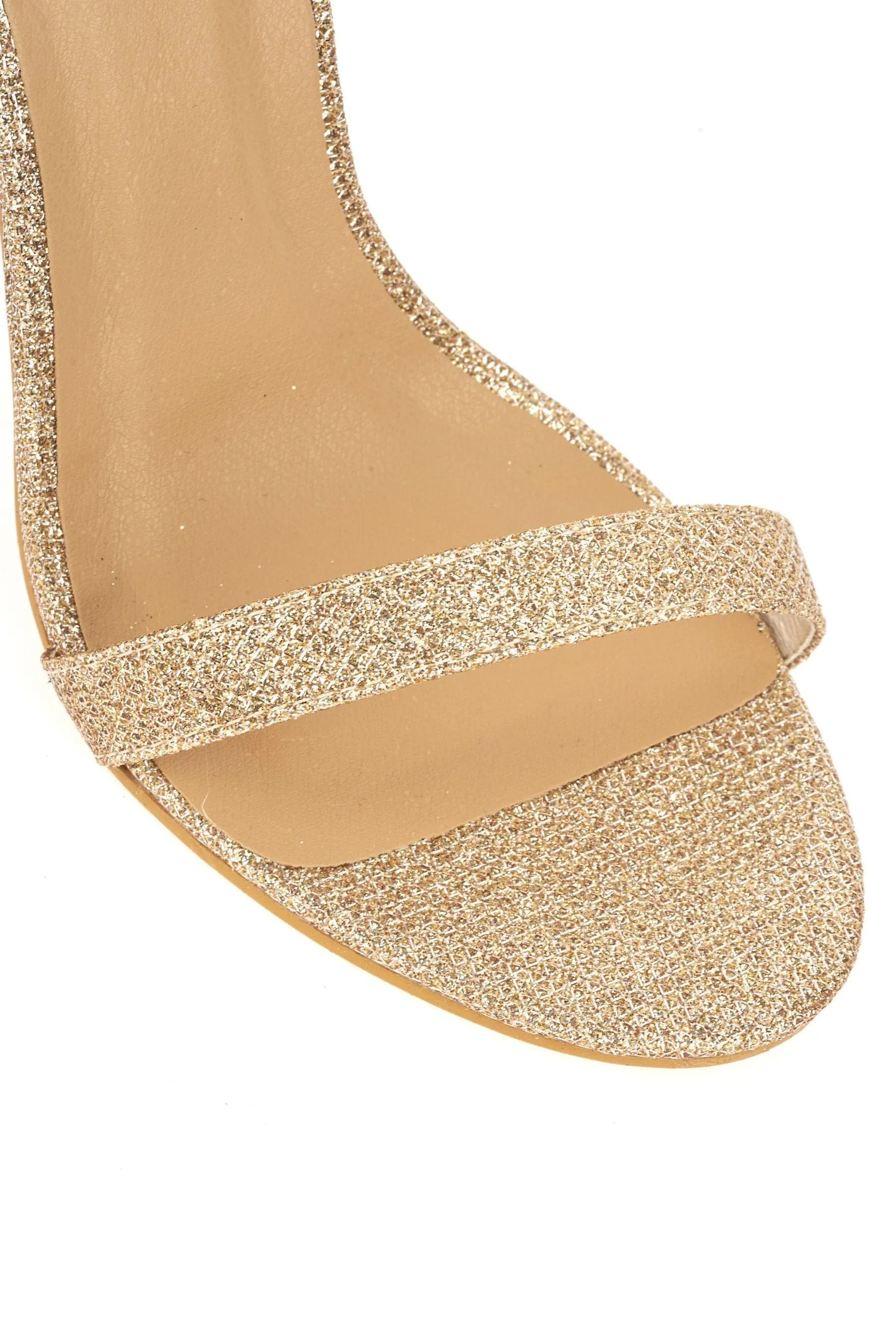 Arron Anklestrap Stilleto Sandal in Champagne Mesh