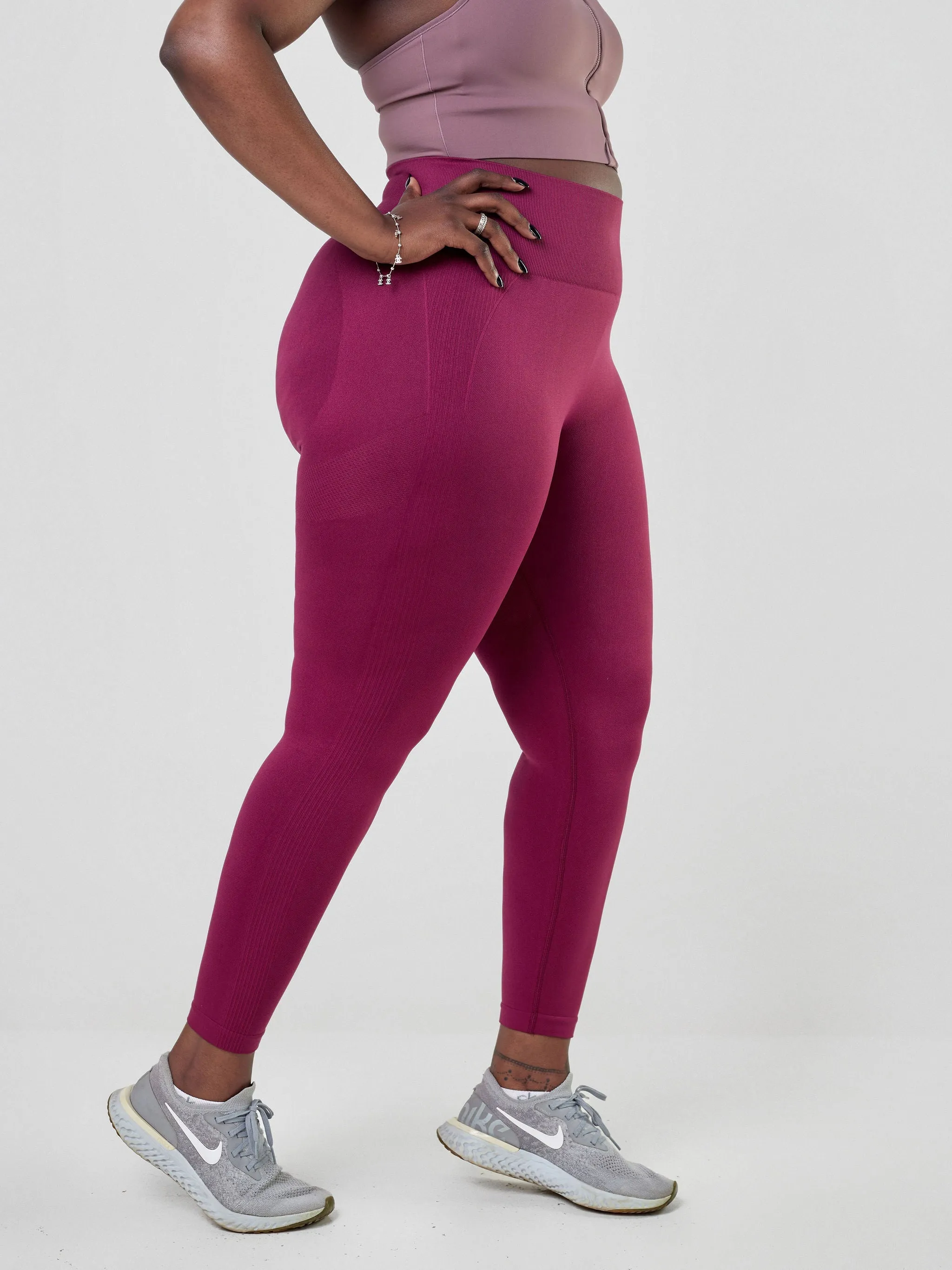 Ava Fitness Universal High Waisted Leggings-Red