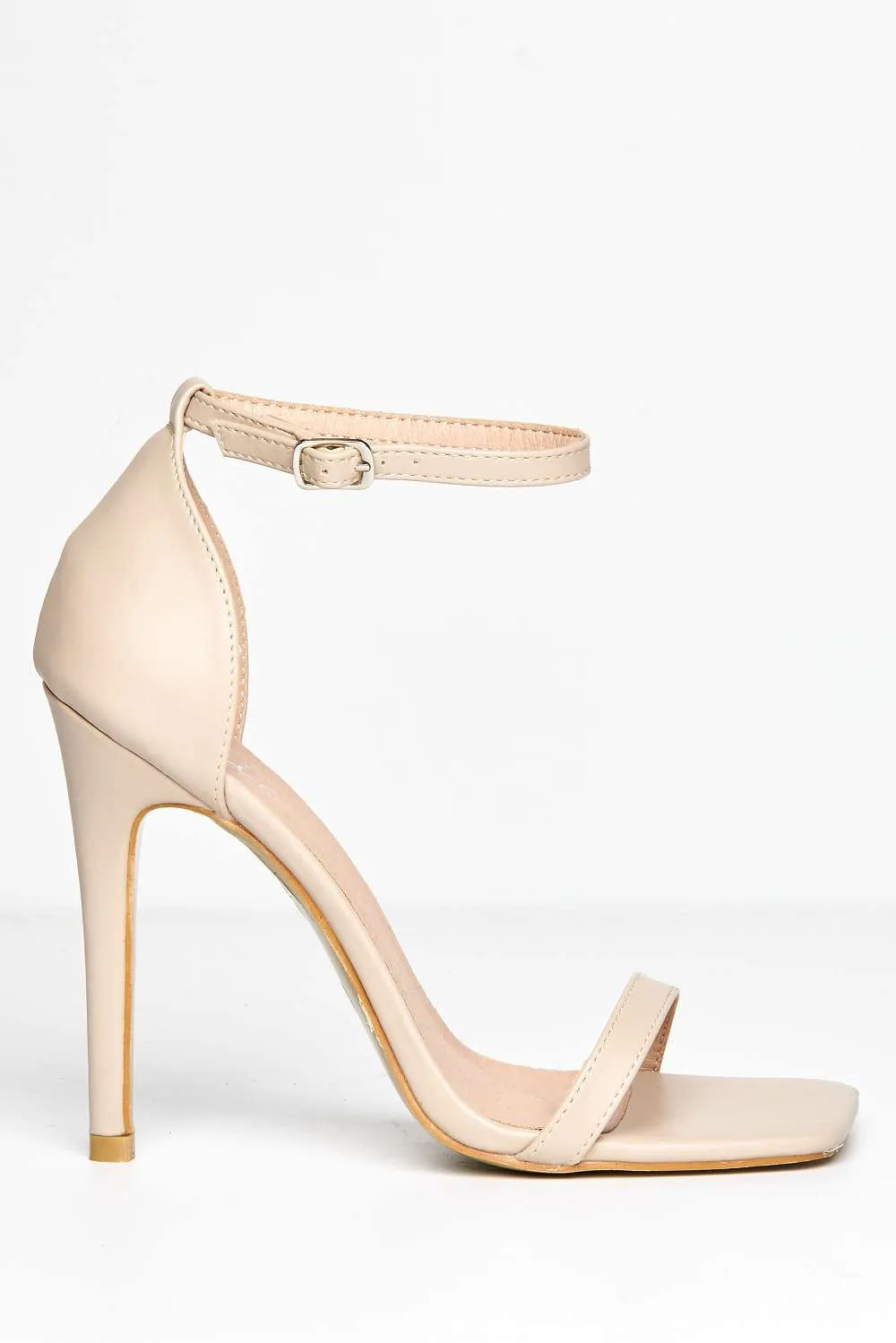 Aveena Ankle Strap Heels in Nude Matt