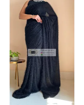 Black Moana Fur Saree