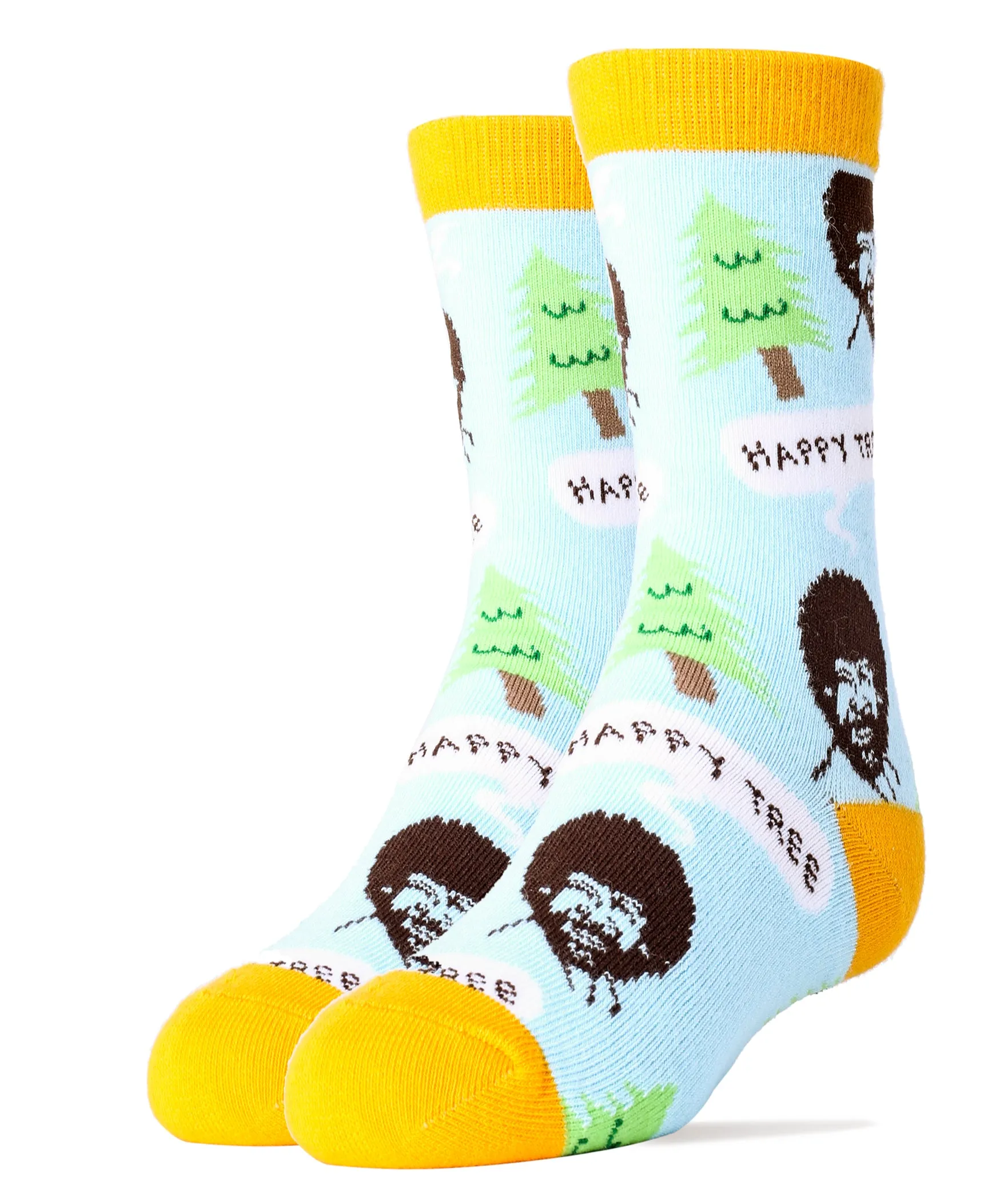 Bob Ross Happy Tree Blue Socks