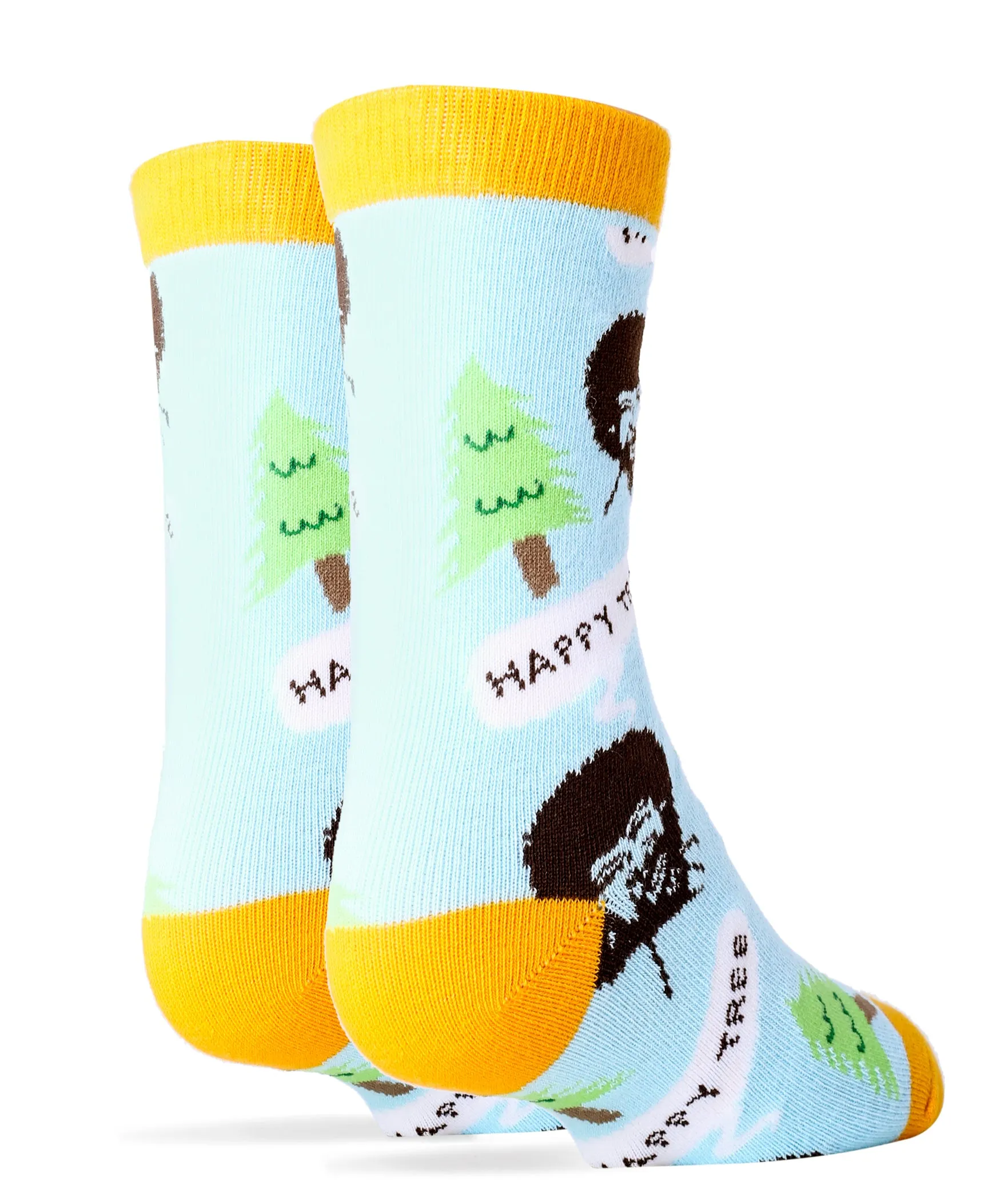 Bob Ross Happy Tree Blue Socks