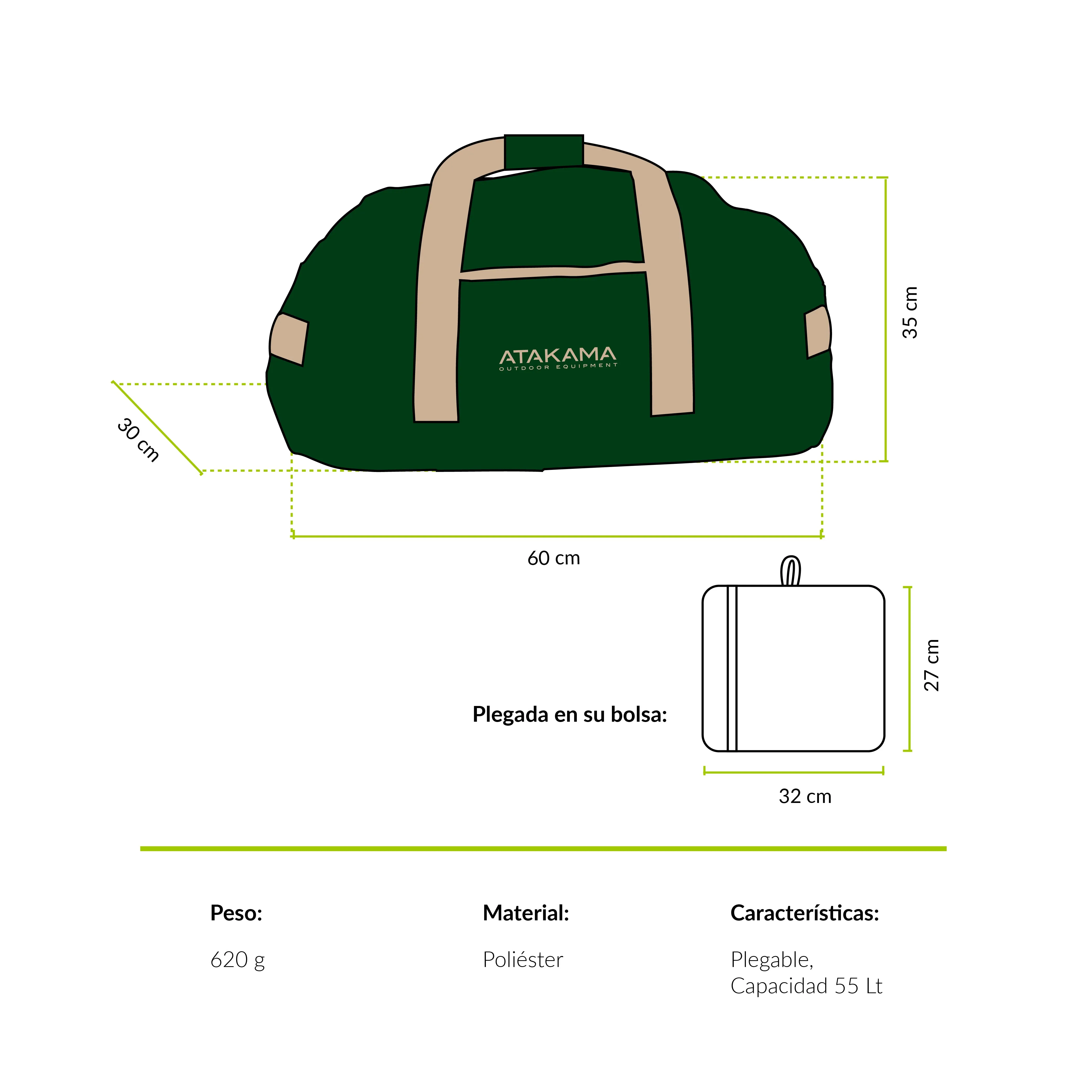 Bolso plegable Ruta 78 55 lt