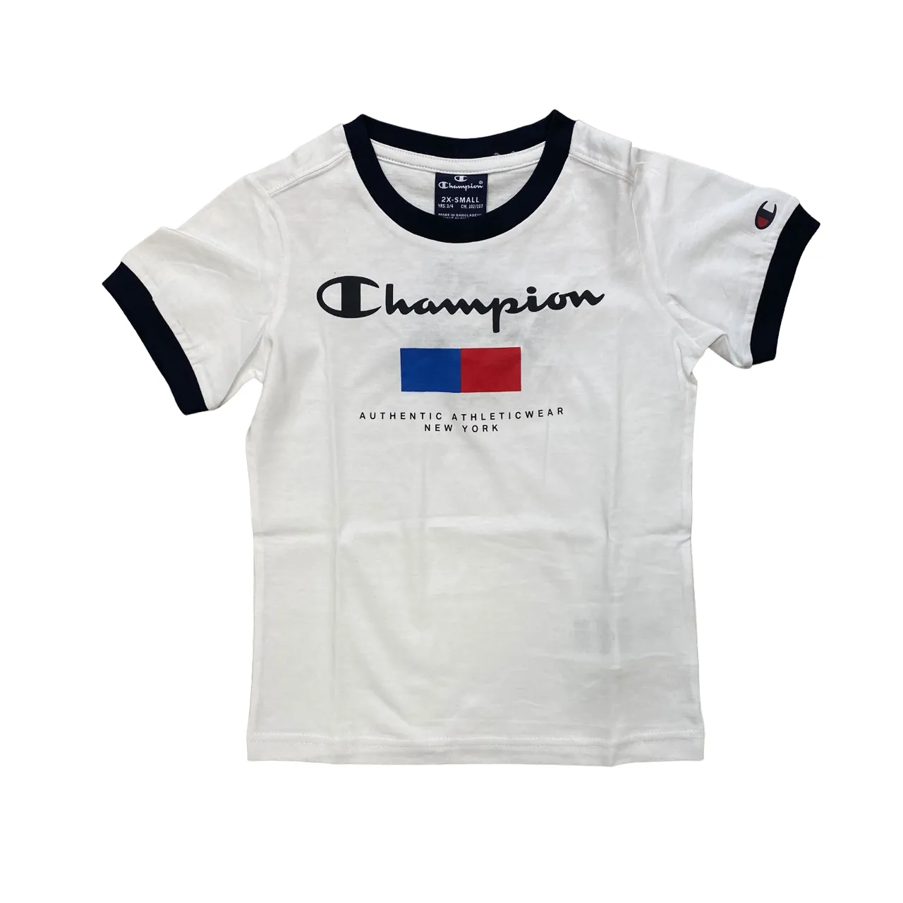 Champion boy's outfit in cotton t-shirt and shorts 306699 WW001 white blue