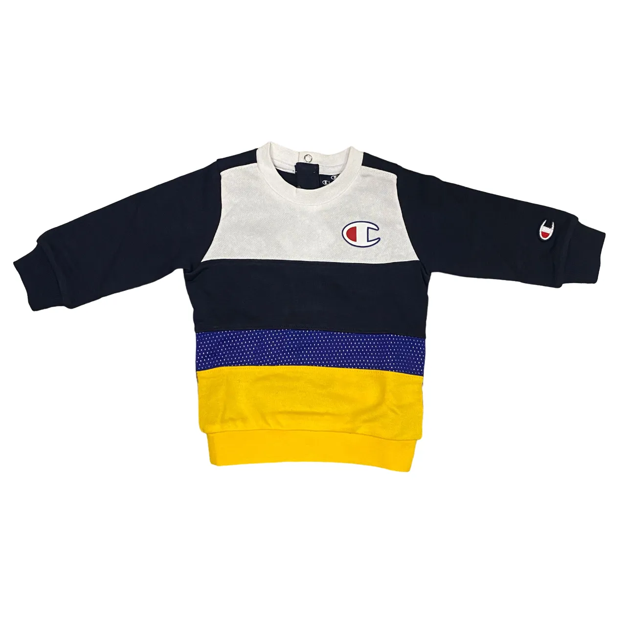 Champion crew neck children's tracksuit 306789 BS501 blue-white-yellow