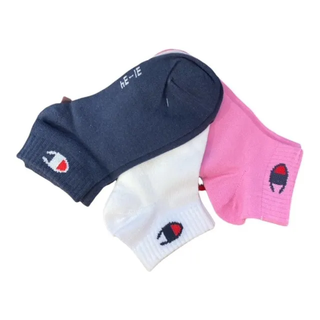 Champion Quarter Logo Ankle Sock U34576 PS009 pack of 3 pairs pink-white-navy