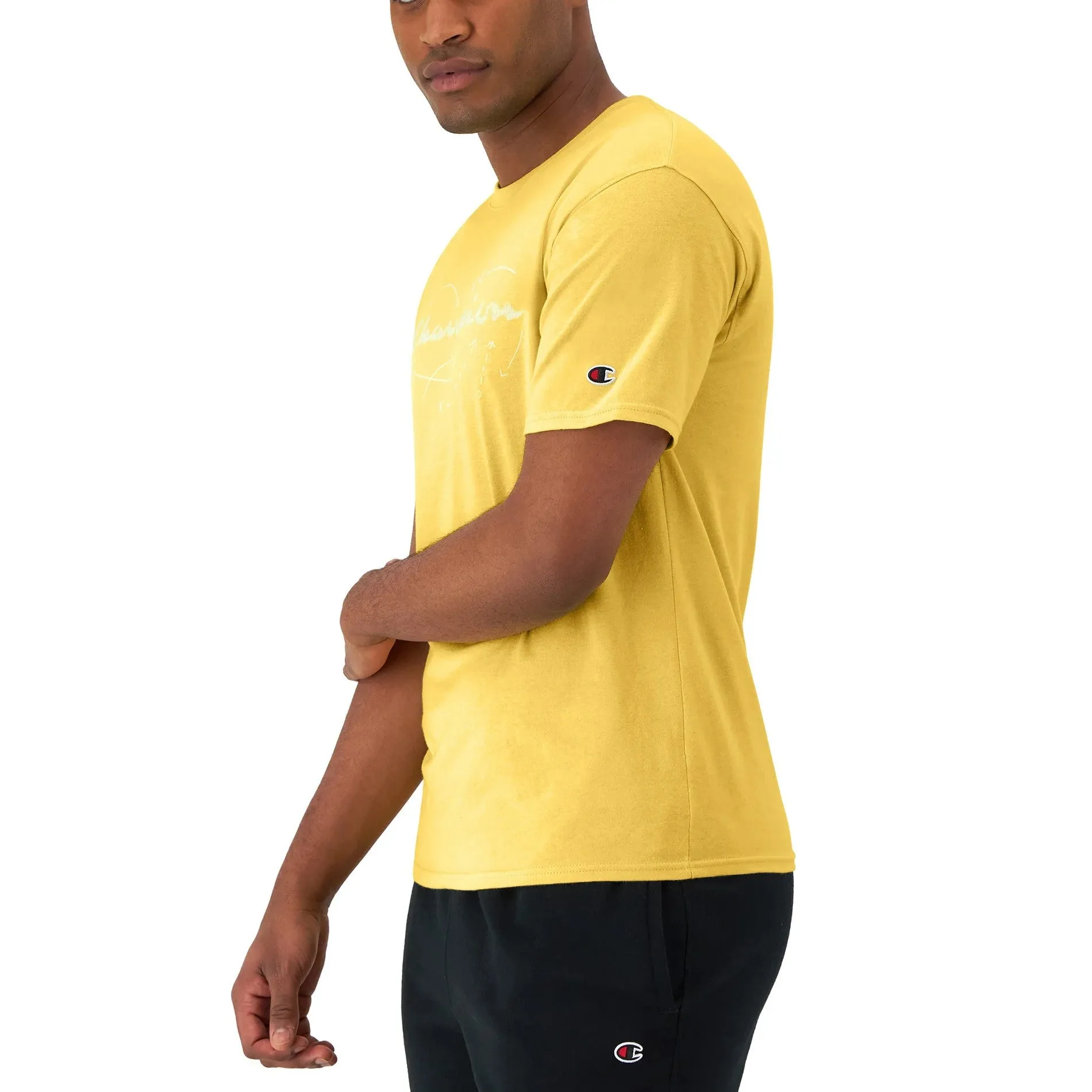 CHAMPION Script Play Lines Classic Graphic T-Shirt - Yellow