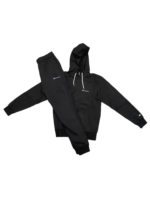 Champion tracksuit with hood in fleece cotton 218117 KK001 NBK/NBK black