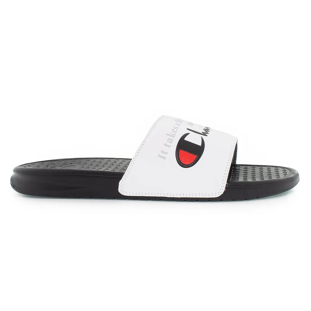 Champion White & Black Super Slides