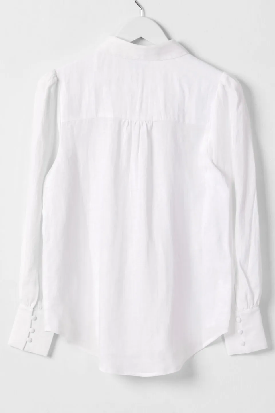 Champion White Puff Sleeve Linen Shirt with Deep Cuff