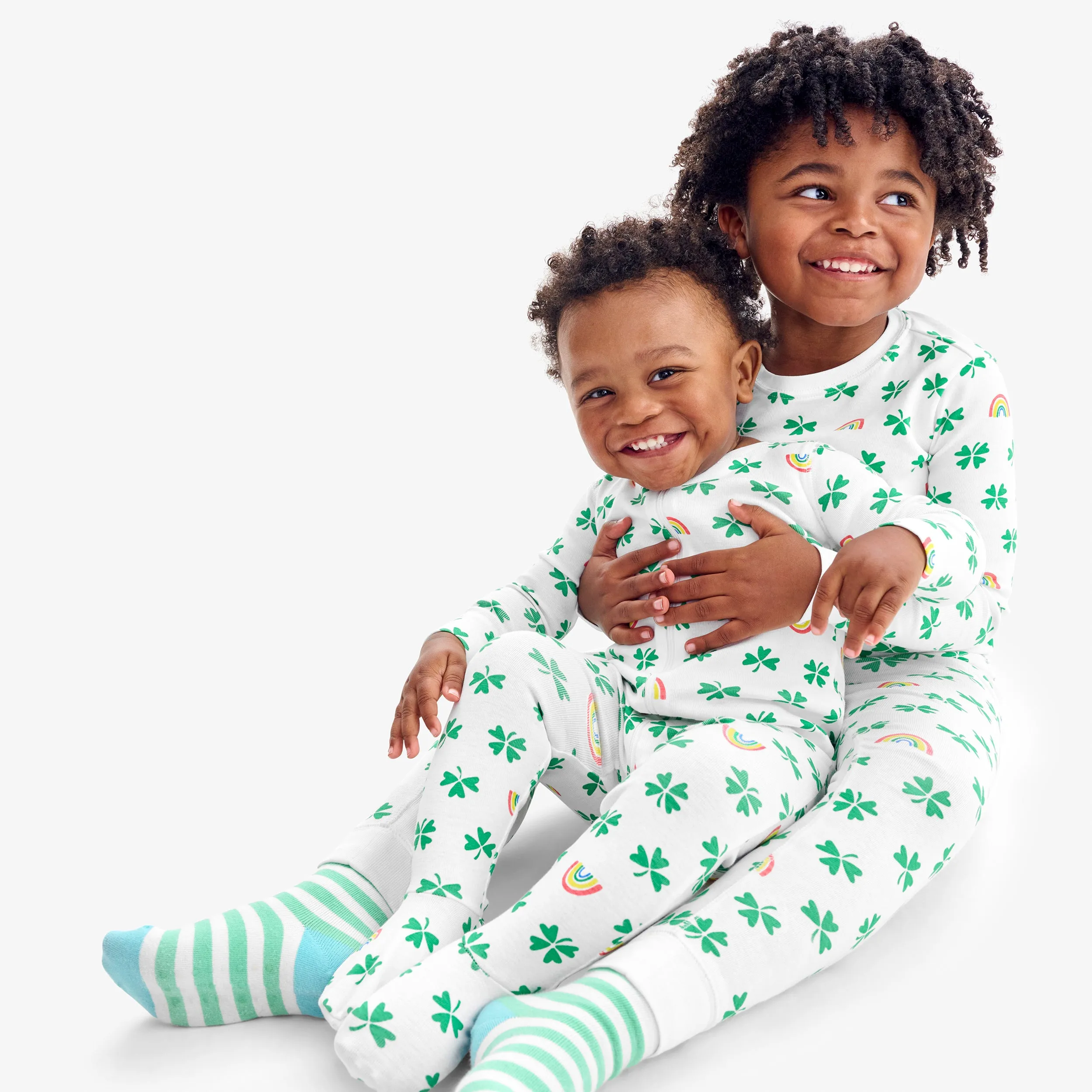 Clearance baby organic zip footie in lucky clovers