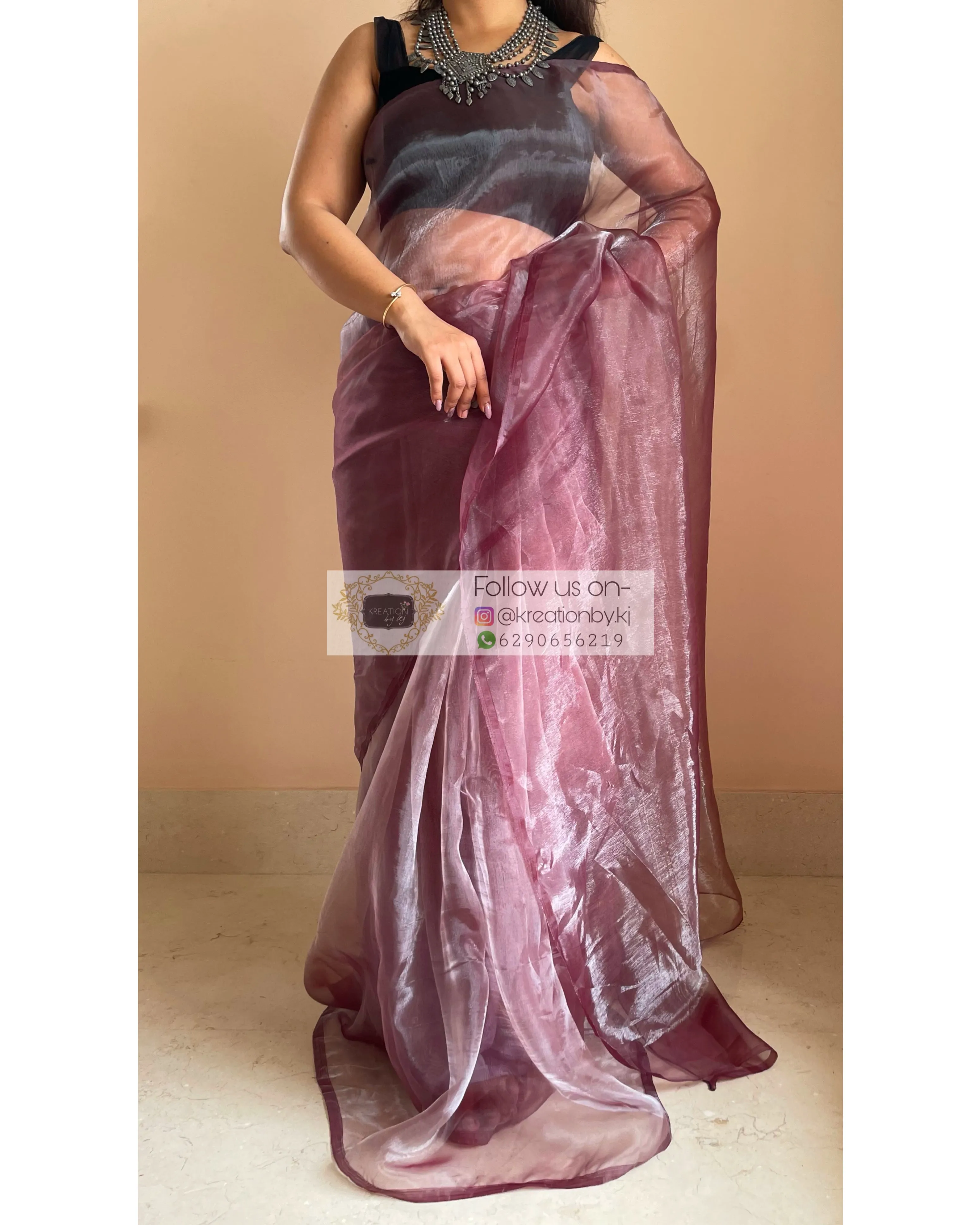 Coke Glass Tissue Saree