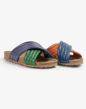 COLOR BLOCK CROSS STRAP SANDALS