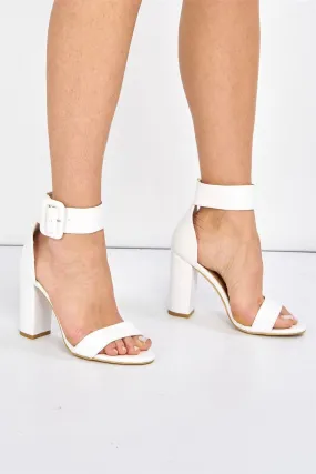 Como Anklestrap Block Heel Sandal in White