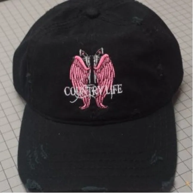 Country Life Outfitters Wings Guns Vintage Distressed Black Ballcap Hat