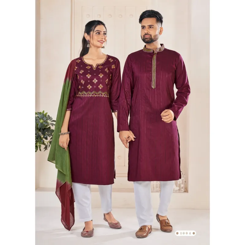 Couple Wear Indian Traditional Same Matching Outfits Set Dress