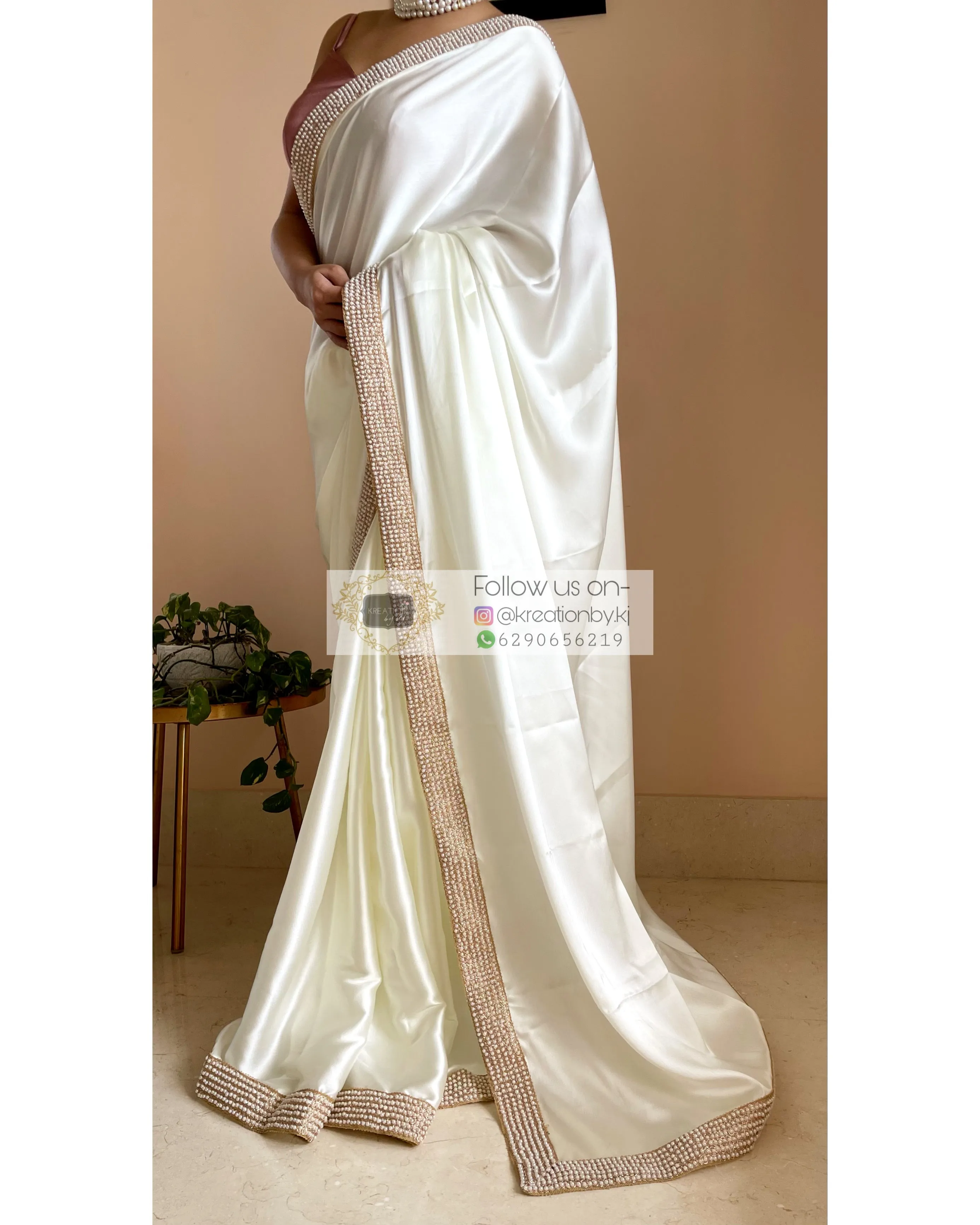 Cream Mother Of Pearl Saree