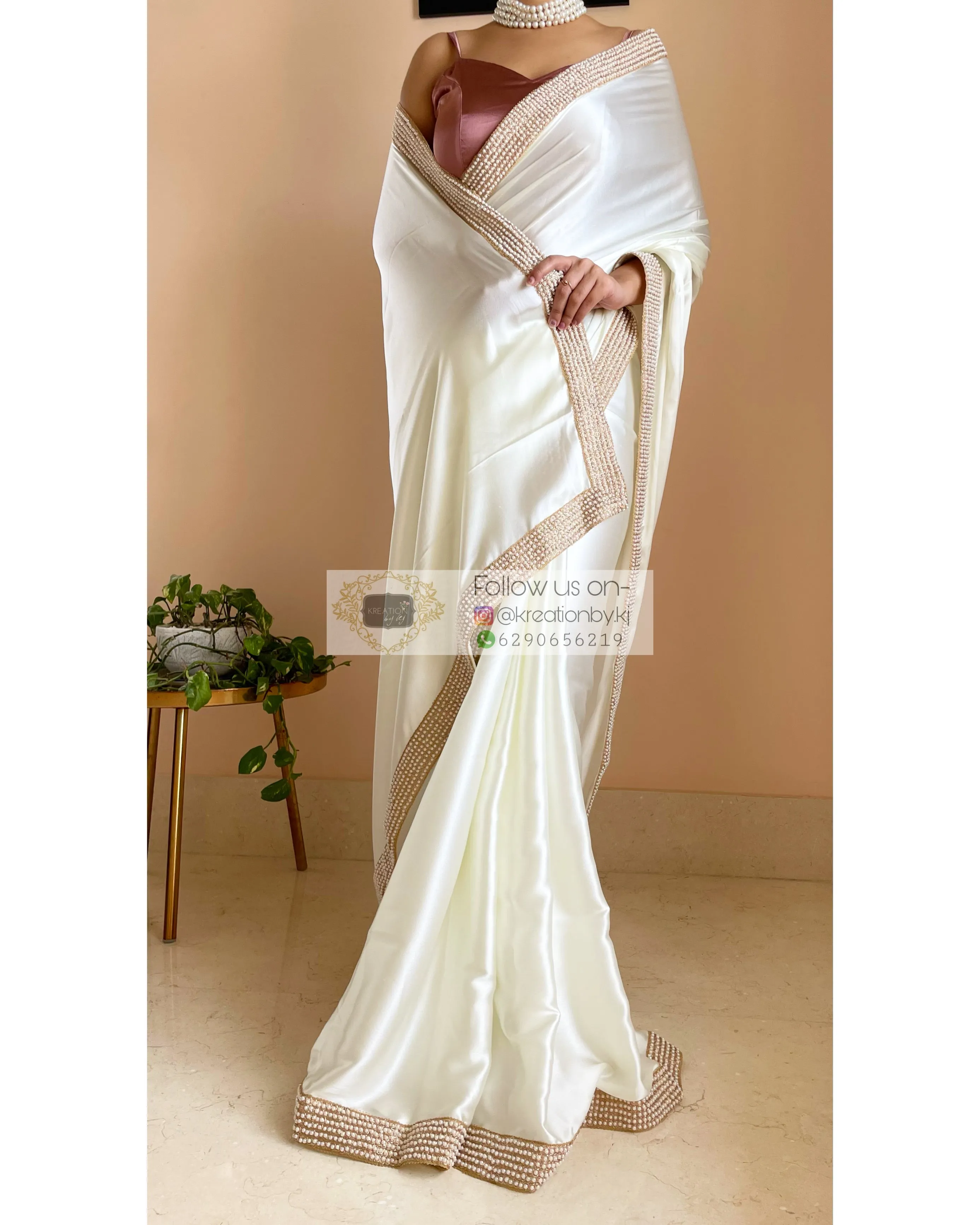 Cream Mother Of Pearl Saree