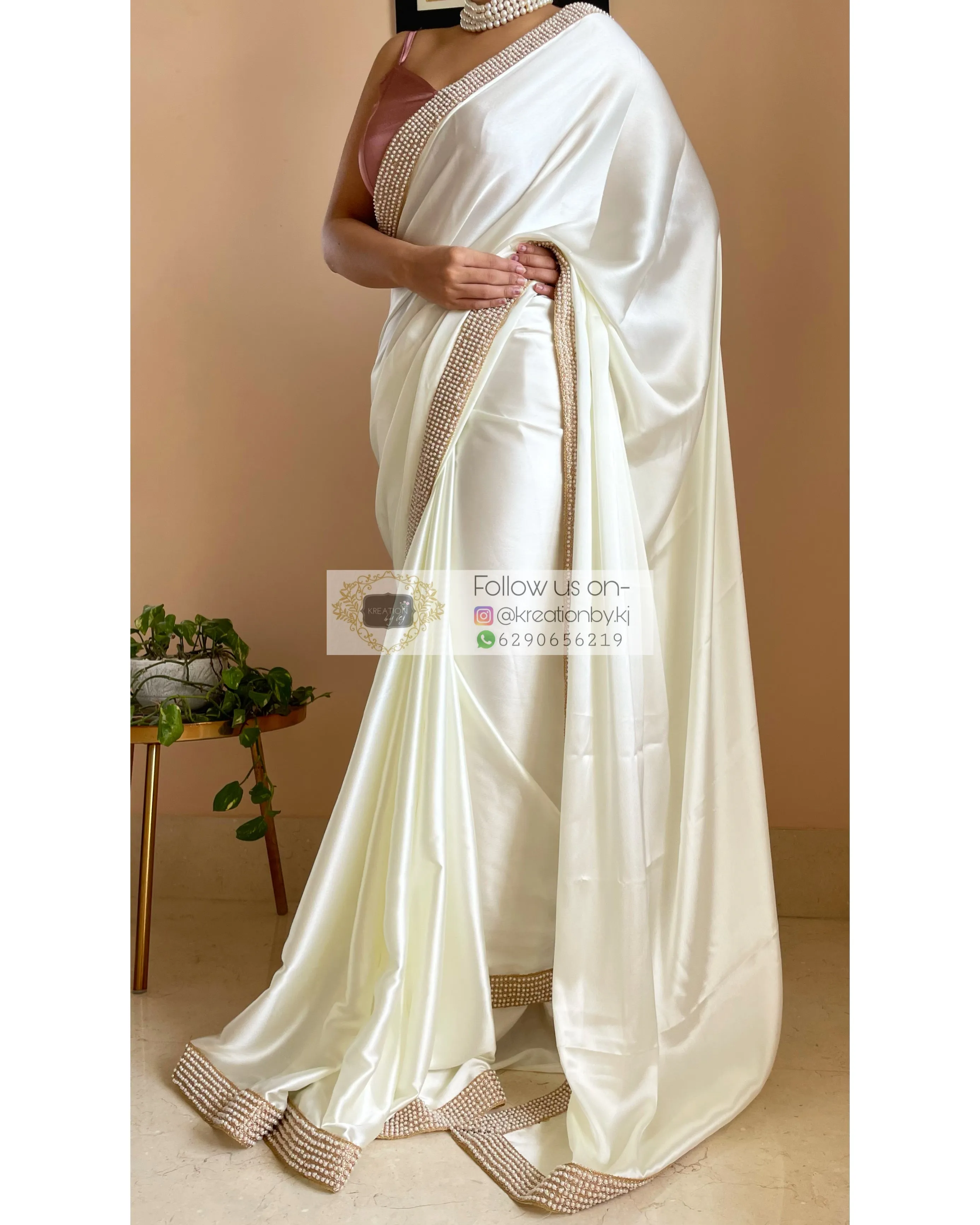 Cream Mother Of Pearl Saree