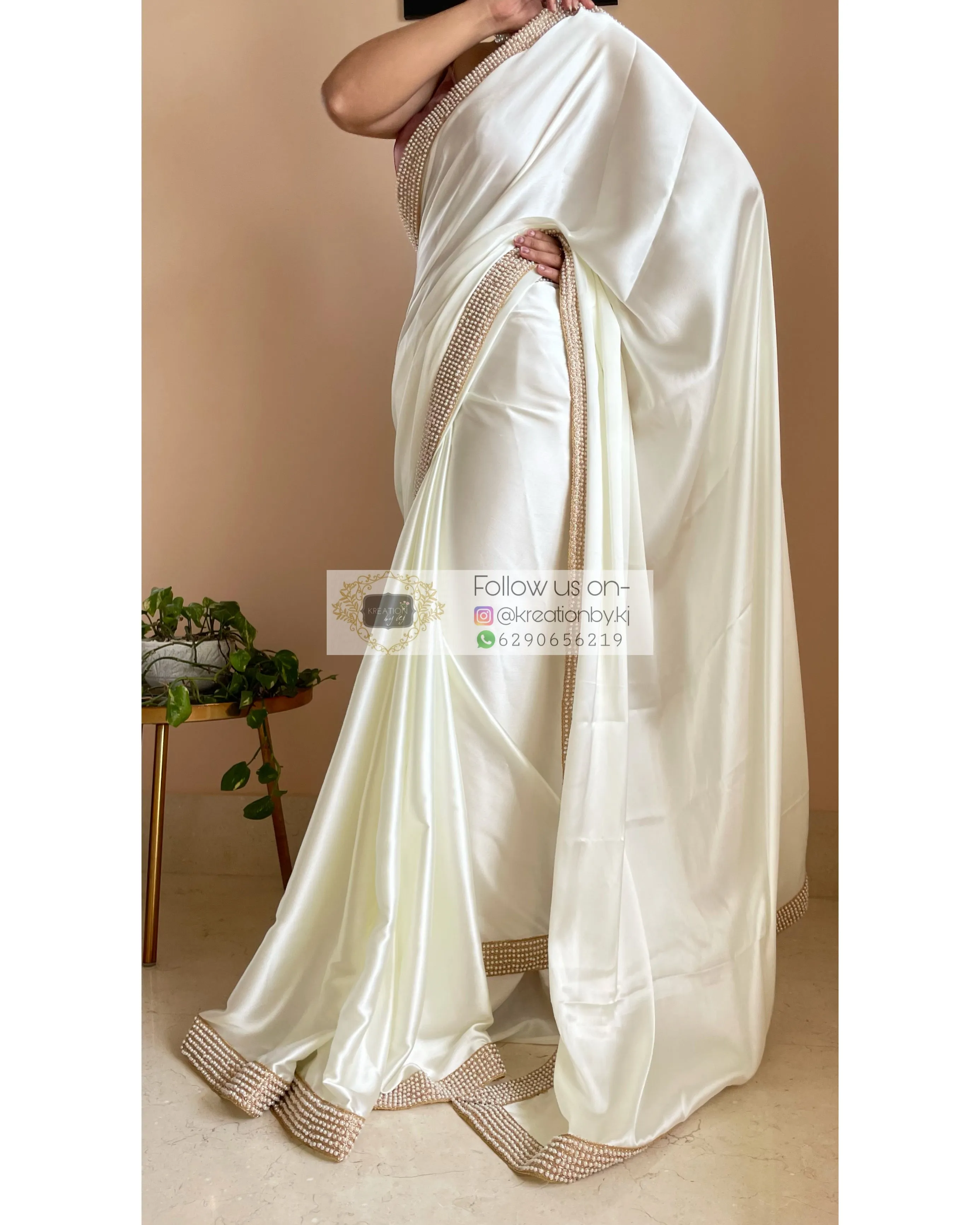 Cream Mother Of Pearl Saree