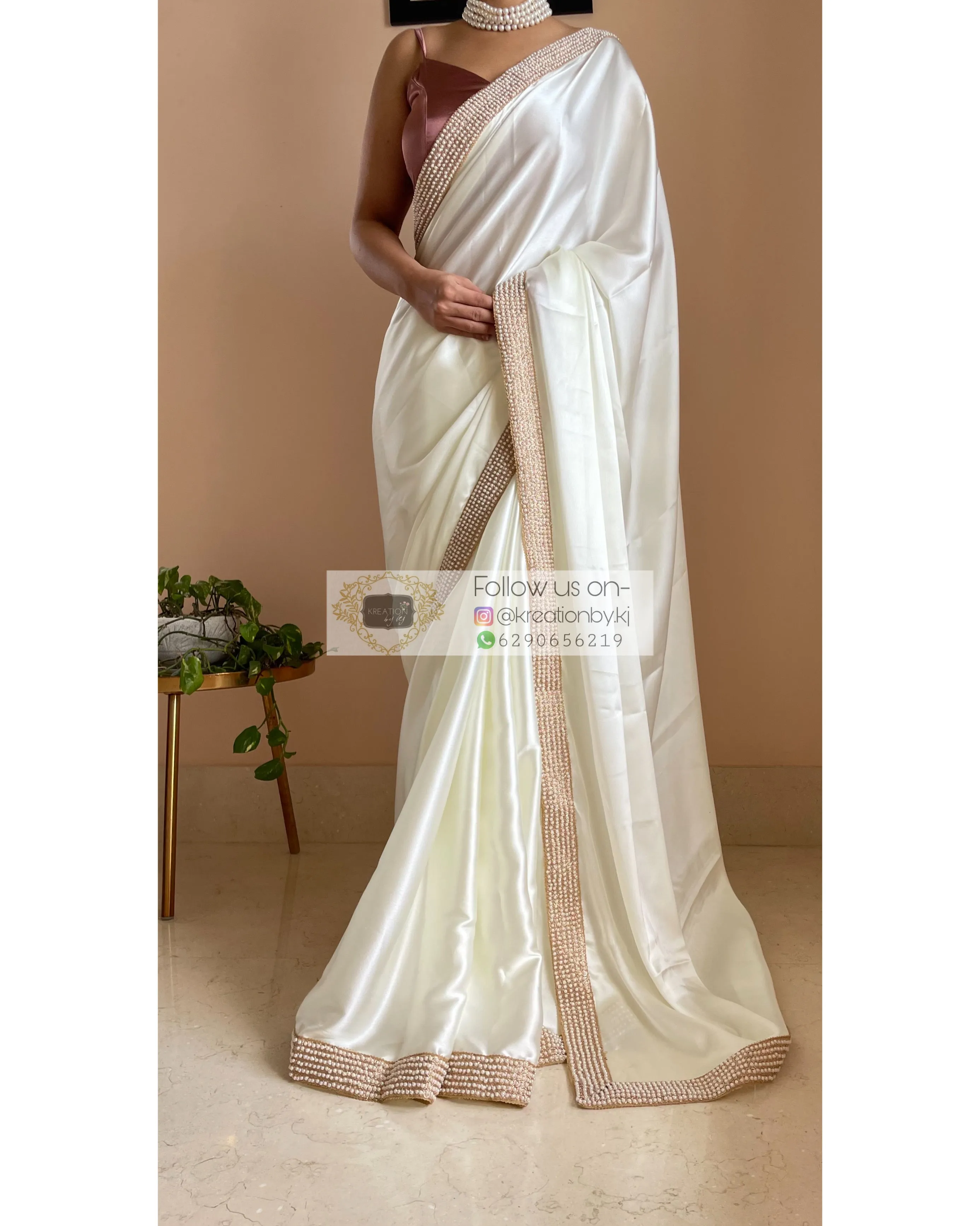 Cream Mother Of Pearl Saree