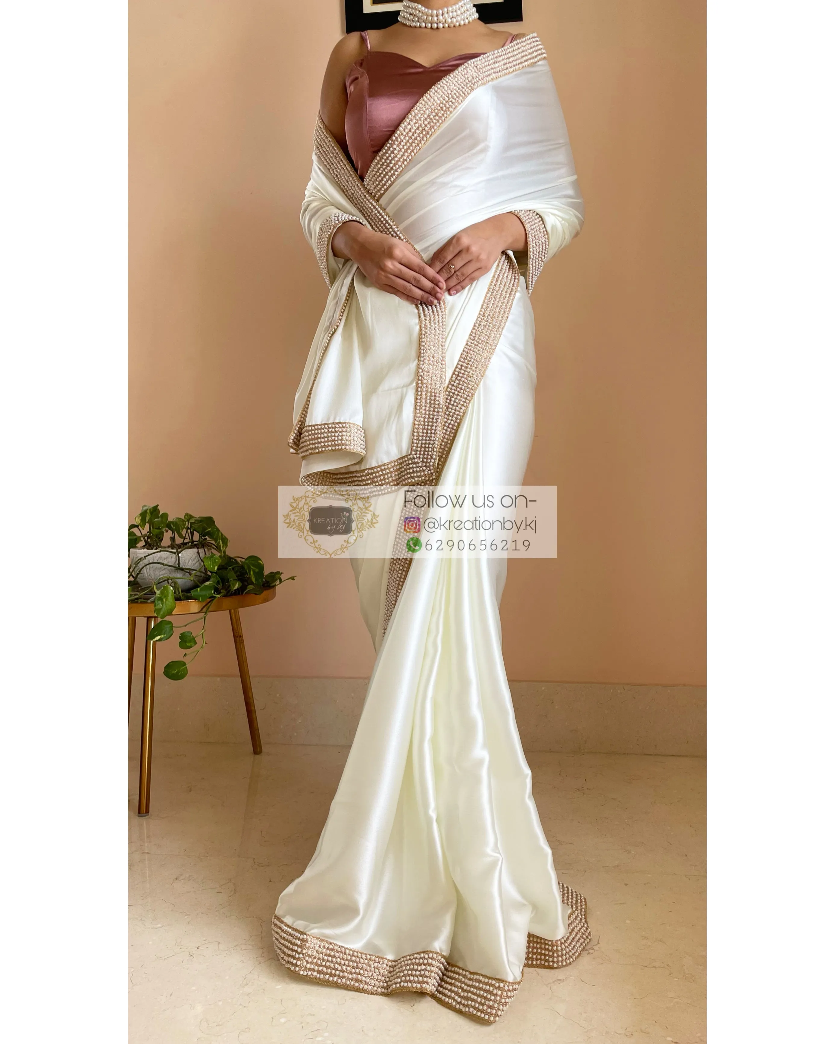 Cream Mother Of Pearl Saree