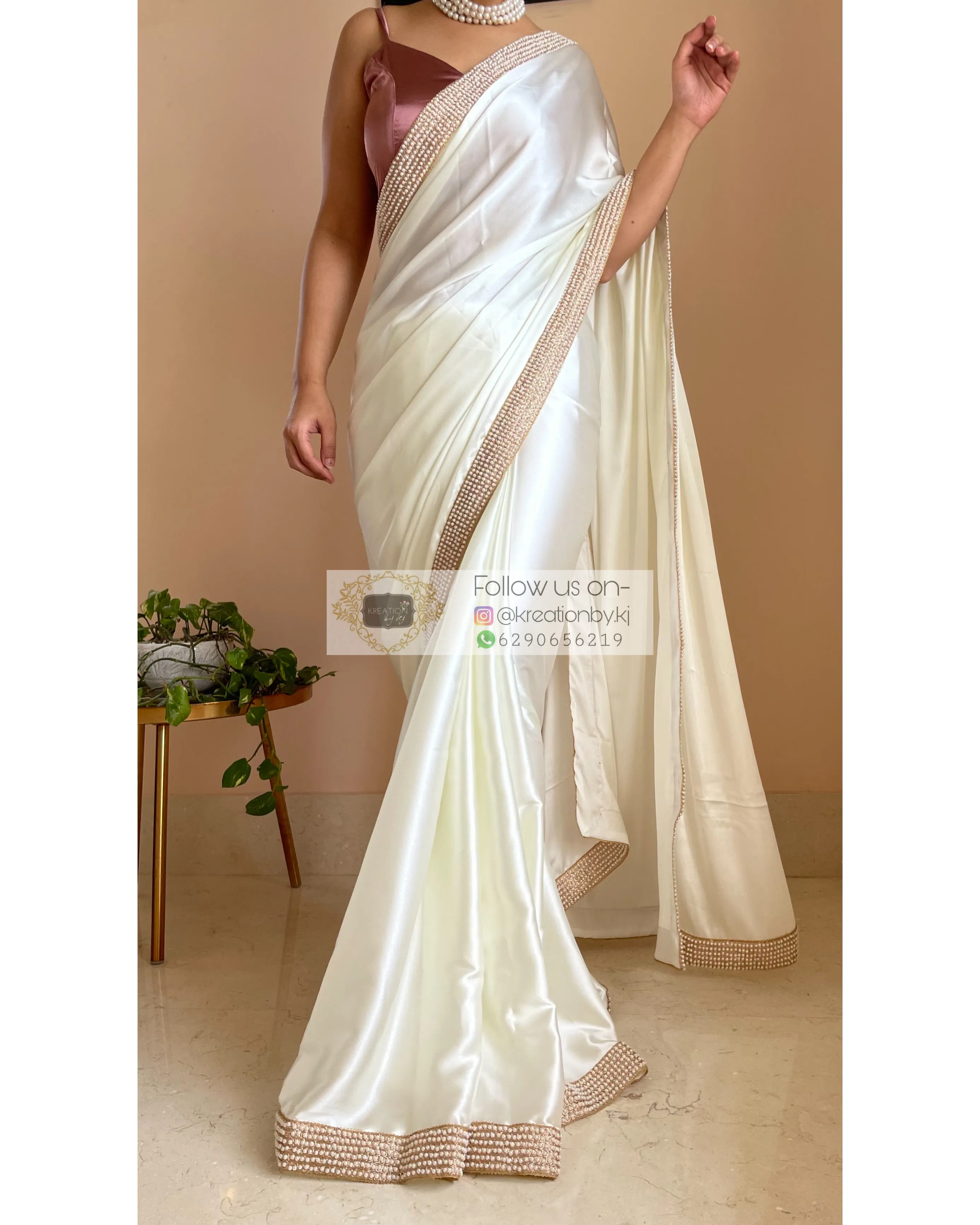 Cream Mother Of Pearl Saree