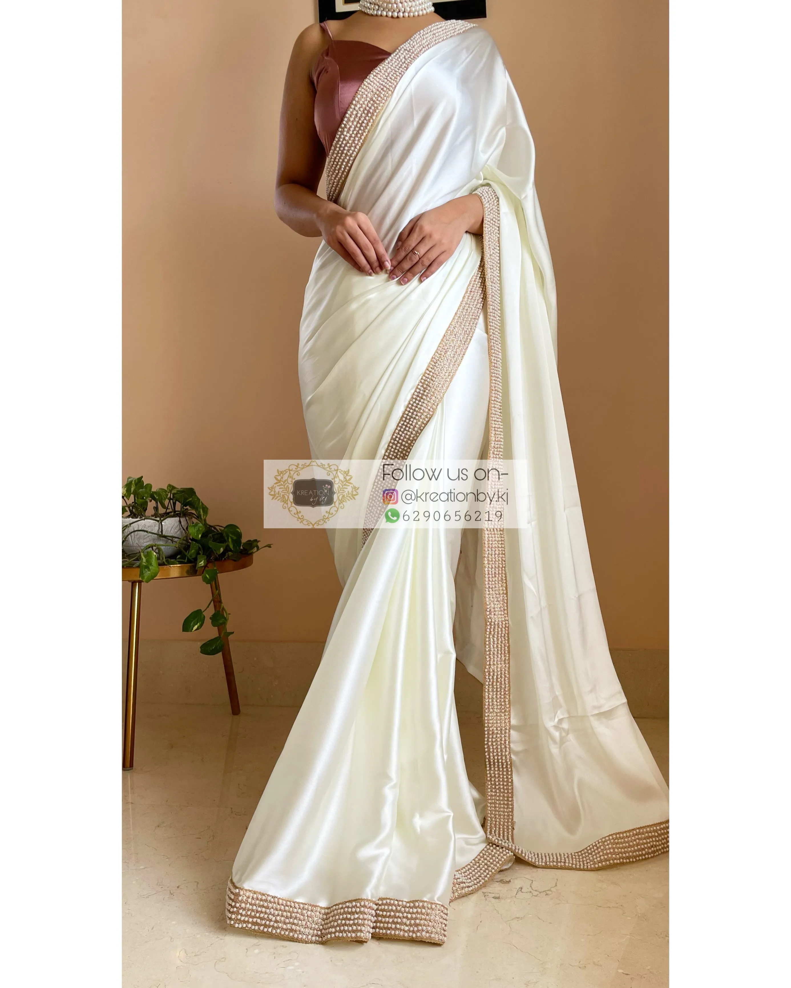 Cream Mother Of Pearl Saree