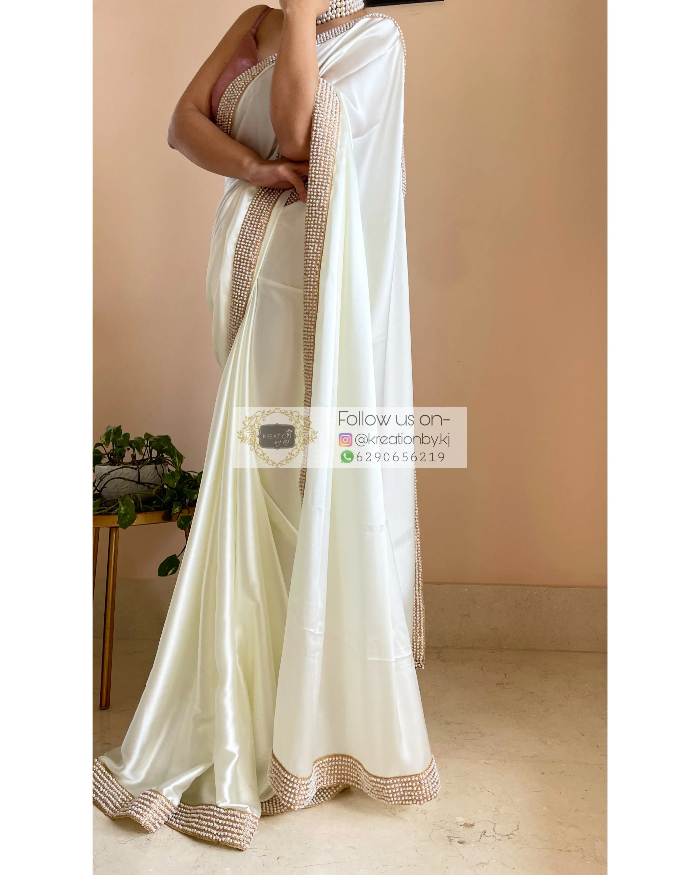 Cream Mother Of Pearl Saree