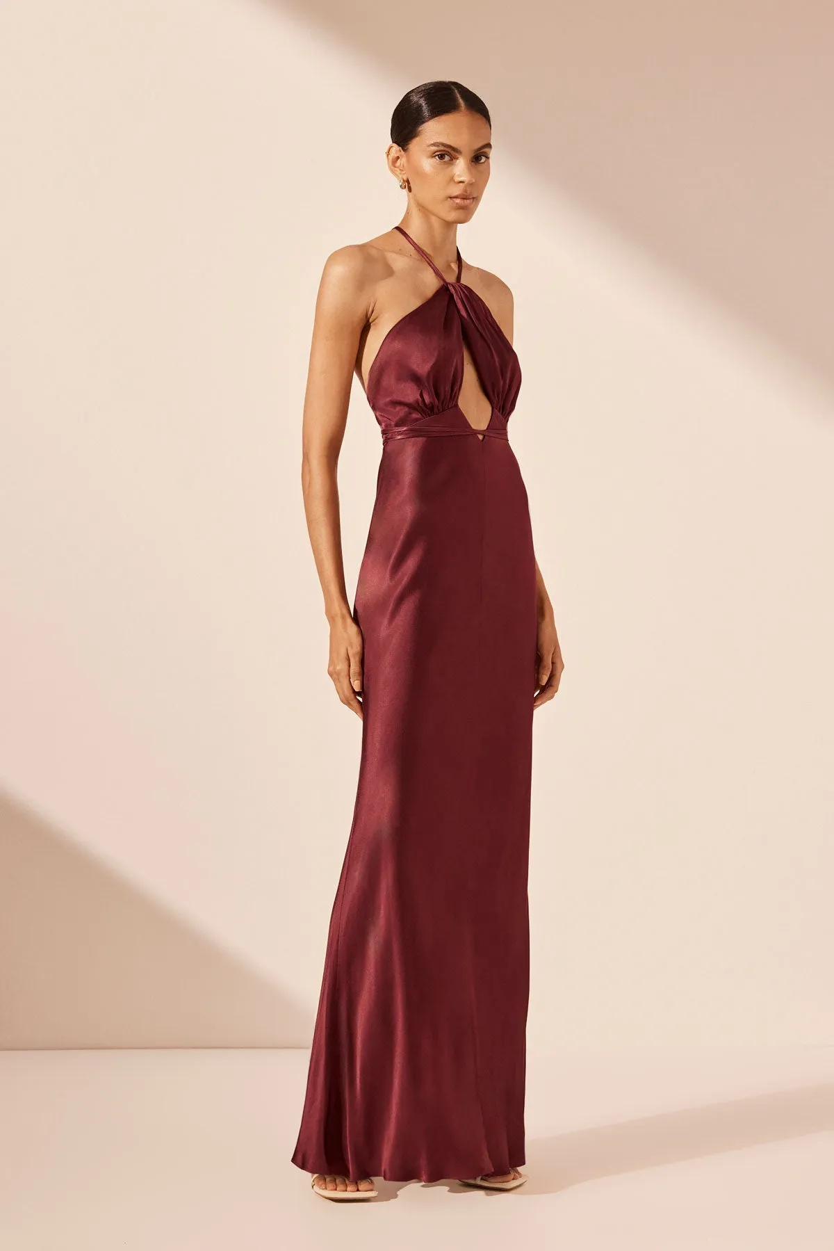 ELIA CROSS BACK HALTER MAXI DRESS - SHIRAZ