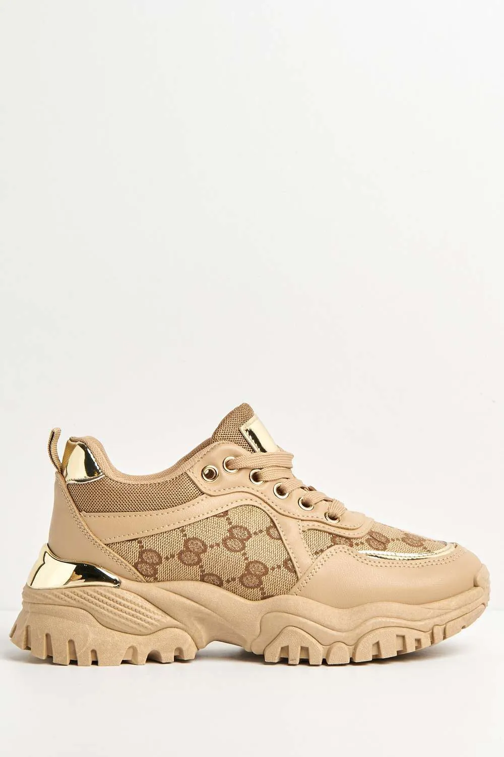 Elle Chunky Sole Logo Trainer in Khaki