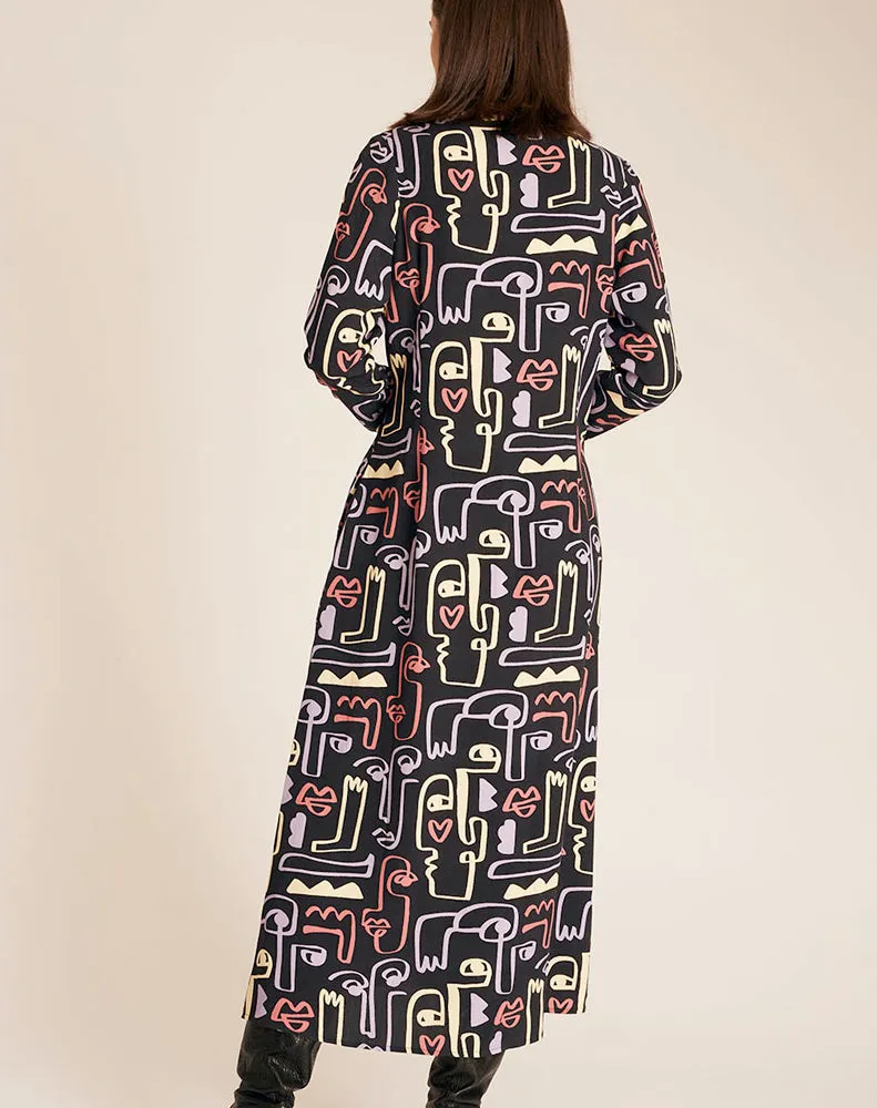 FACE PRINT MIDI DRESS