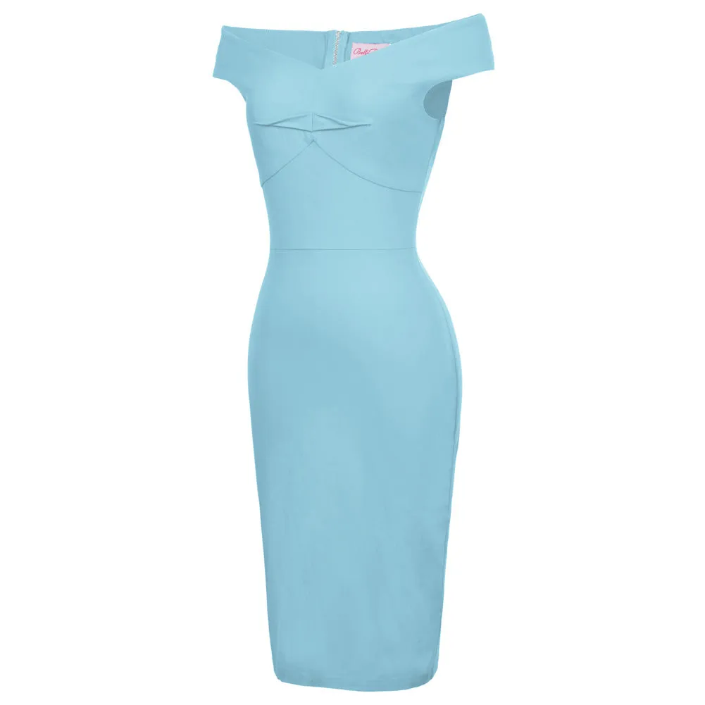 Fans Look of 1950s Vintage Off The Shoulder Hips-Wrapped Bodycon Pencil Dress