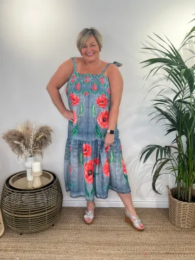 FARAH Floral Denim Look Sundress