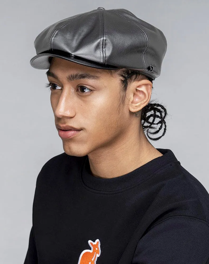 FAUX LEATHER CAP BLACK