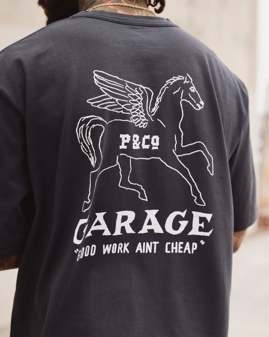 Garage Pocket Boxy T-Shirt - Heavy Washed Black