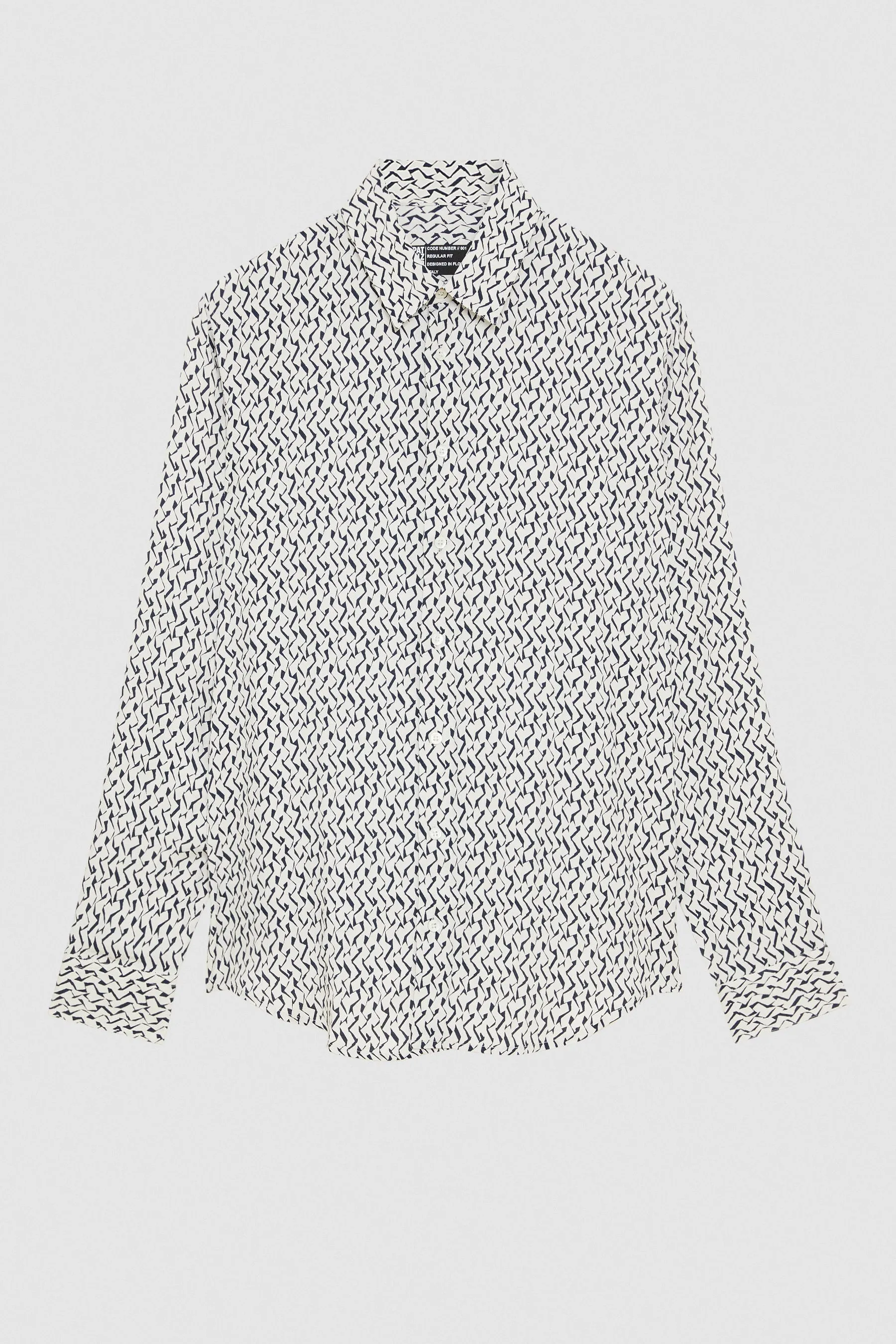 Geometric Off White Twill patterned shirt