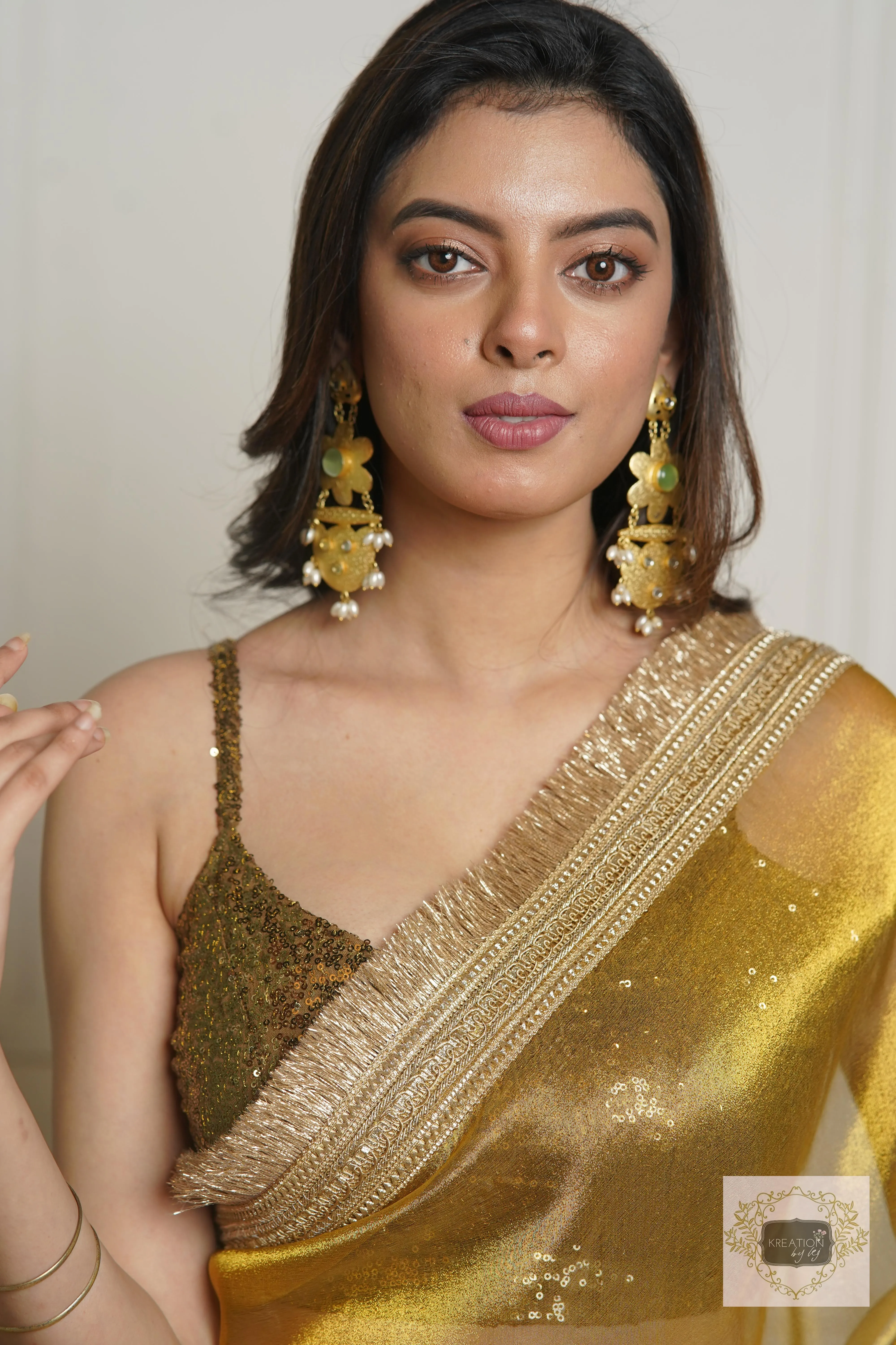 Golden Yellow Zari Tissue Banno Saree