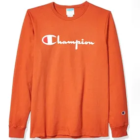 Heritage Flock Script Logo LS Tee (Burnt Orange)