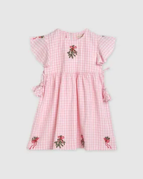 Mistletoe Pink Gingham Holly Dress for Women