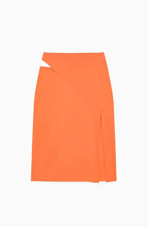 Intense coral cut-out Skirt