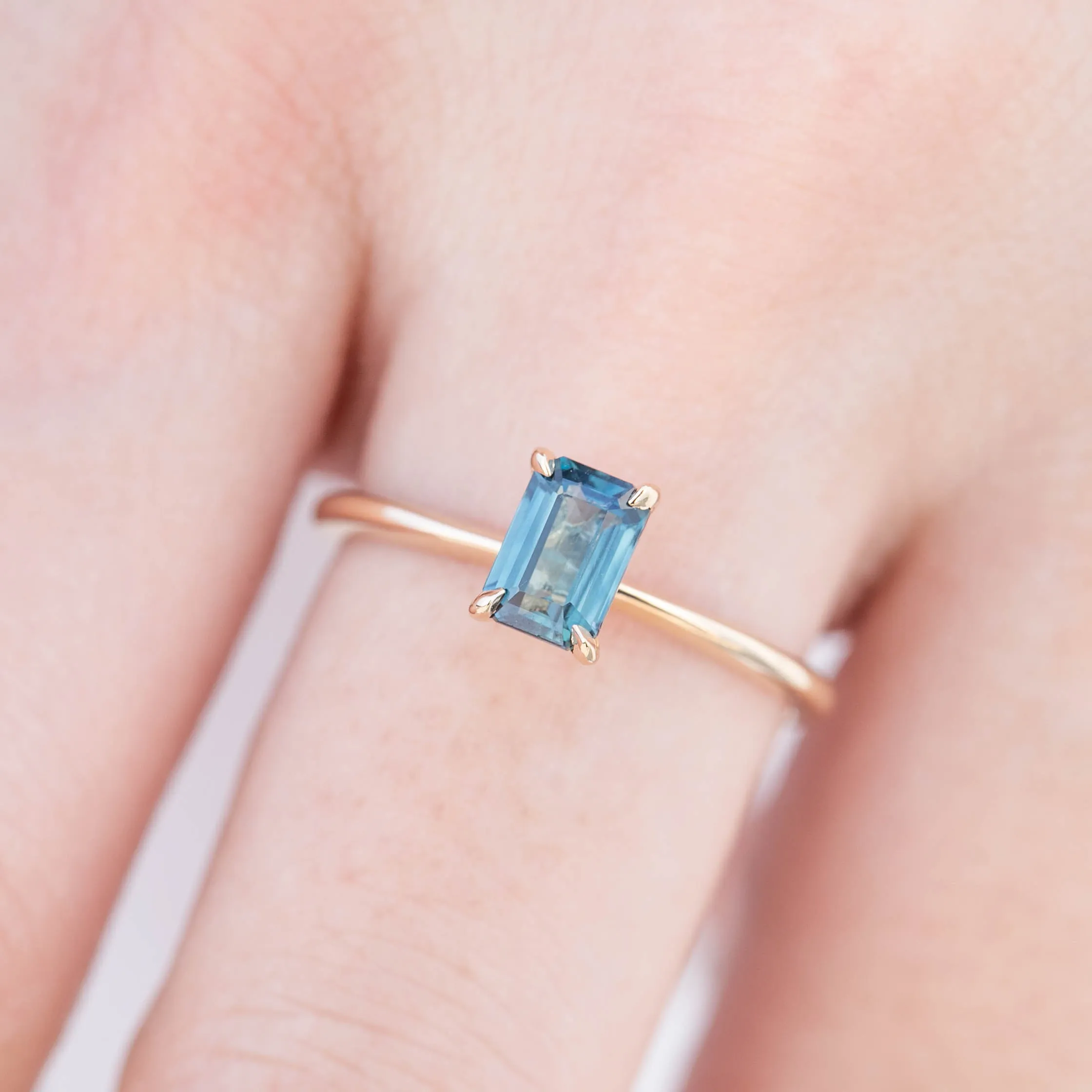 Jane Ring - 1.08ct Emerald Cut Parti Teal Blue Green Australian Sapphire (One of a kind)