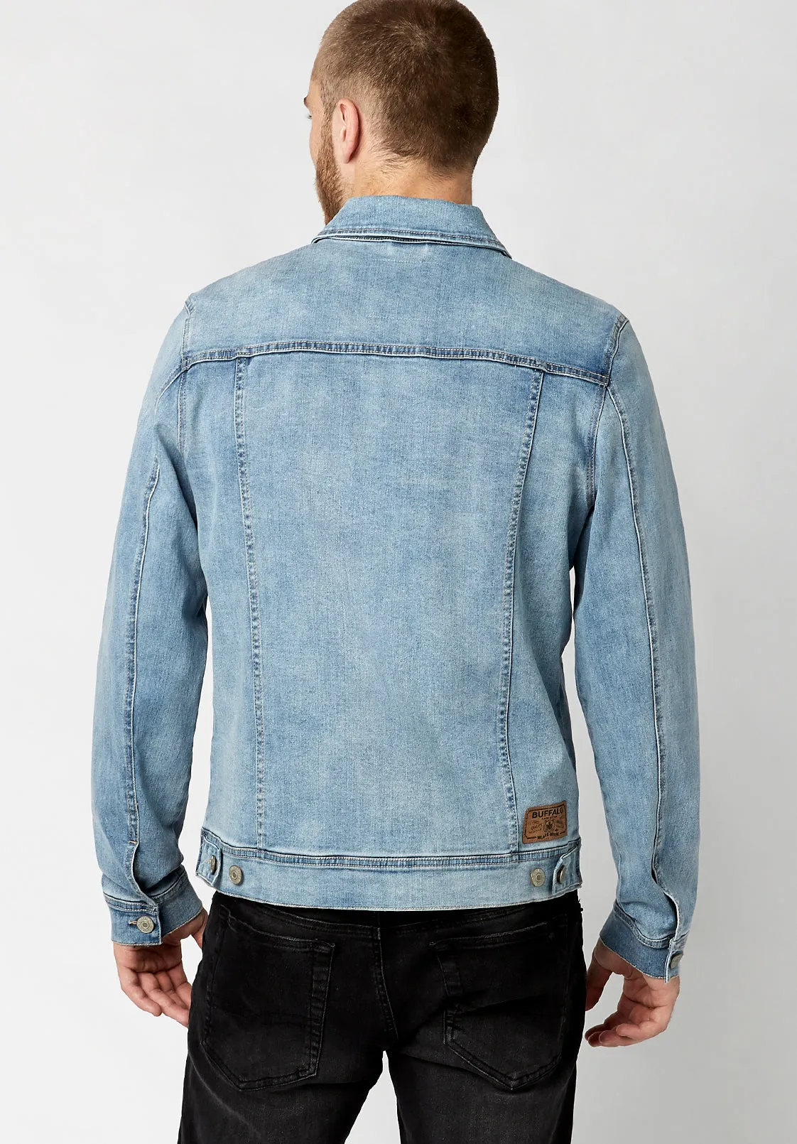 Joe Men's Denim Jacket in Whiskered and Creased Light Blue - BM22769